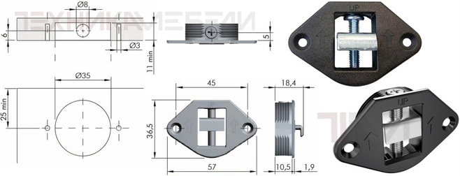 60724 Навеска пластиковая под чашку Ø 35 мм с ушками
